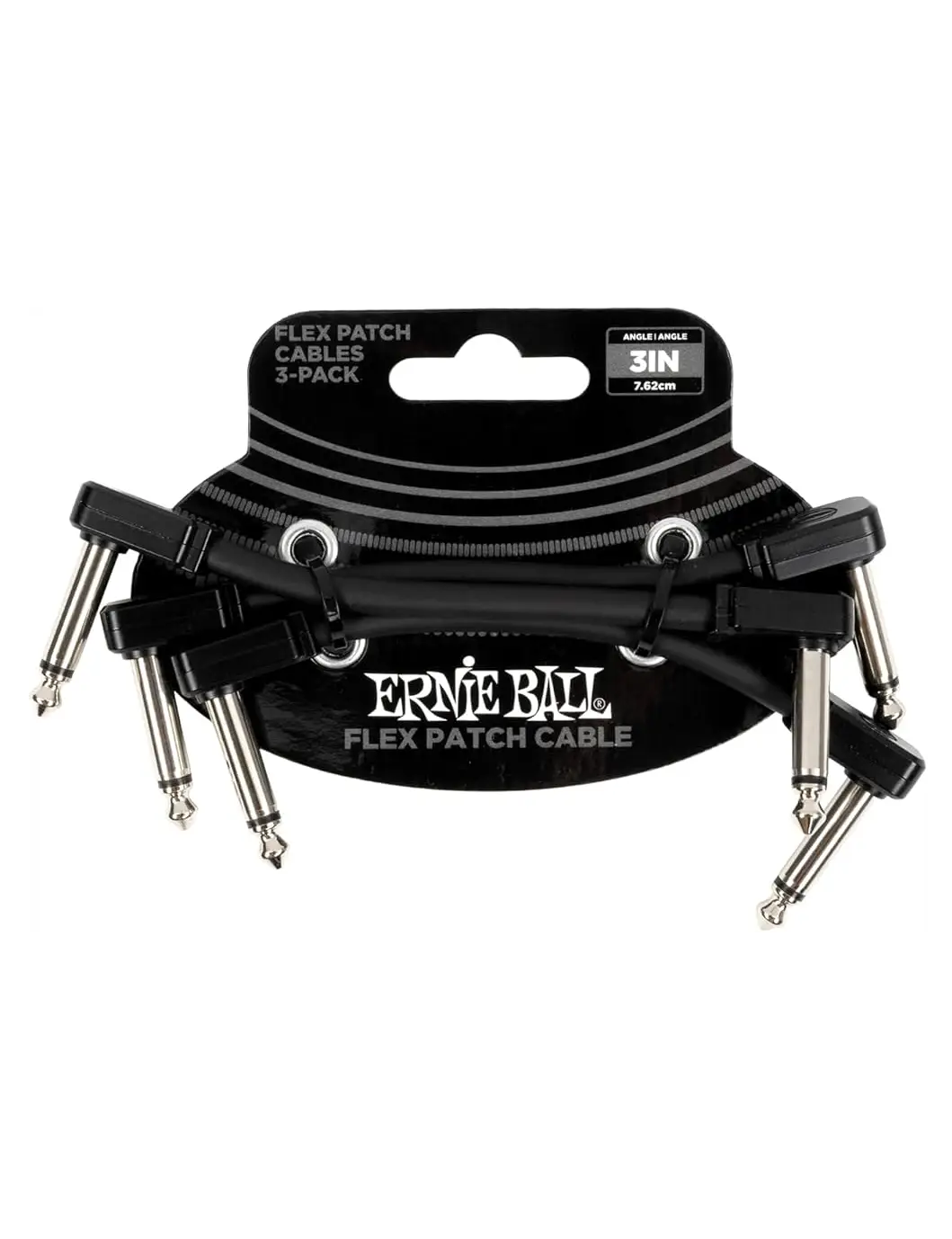 Ernie Ball P06443 Flex Patch Cable 3in - Black - 3 Pack