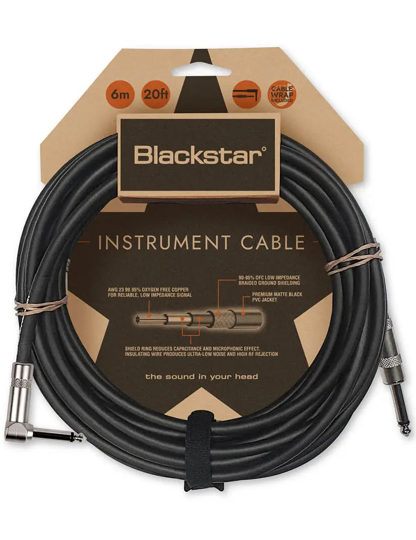 Blackstar 6 Meters Standard Instrument Cable Straight Jack to Angled