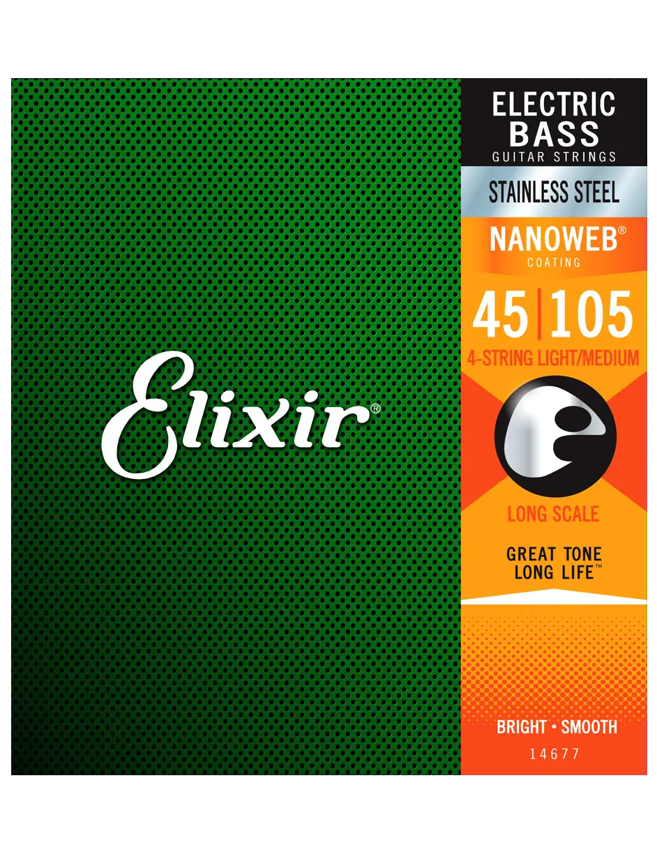 Elixir Strings Electric Bass Strings Nanoweb Long-Scale Light/Medium (045-105)