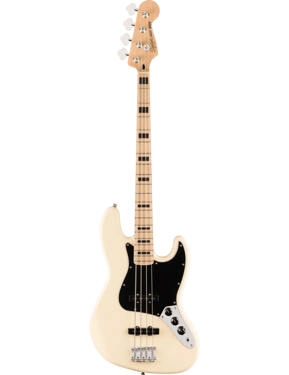 Fender Affinity Series Active Jazz Bass in Olympic White with maple neck and black pickguard