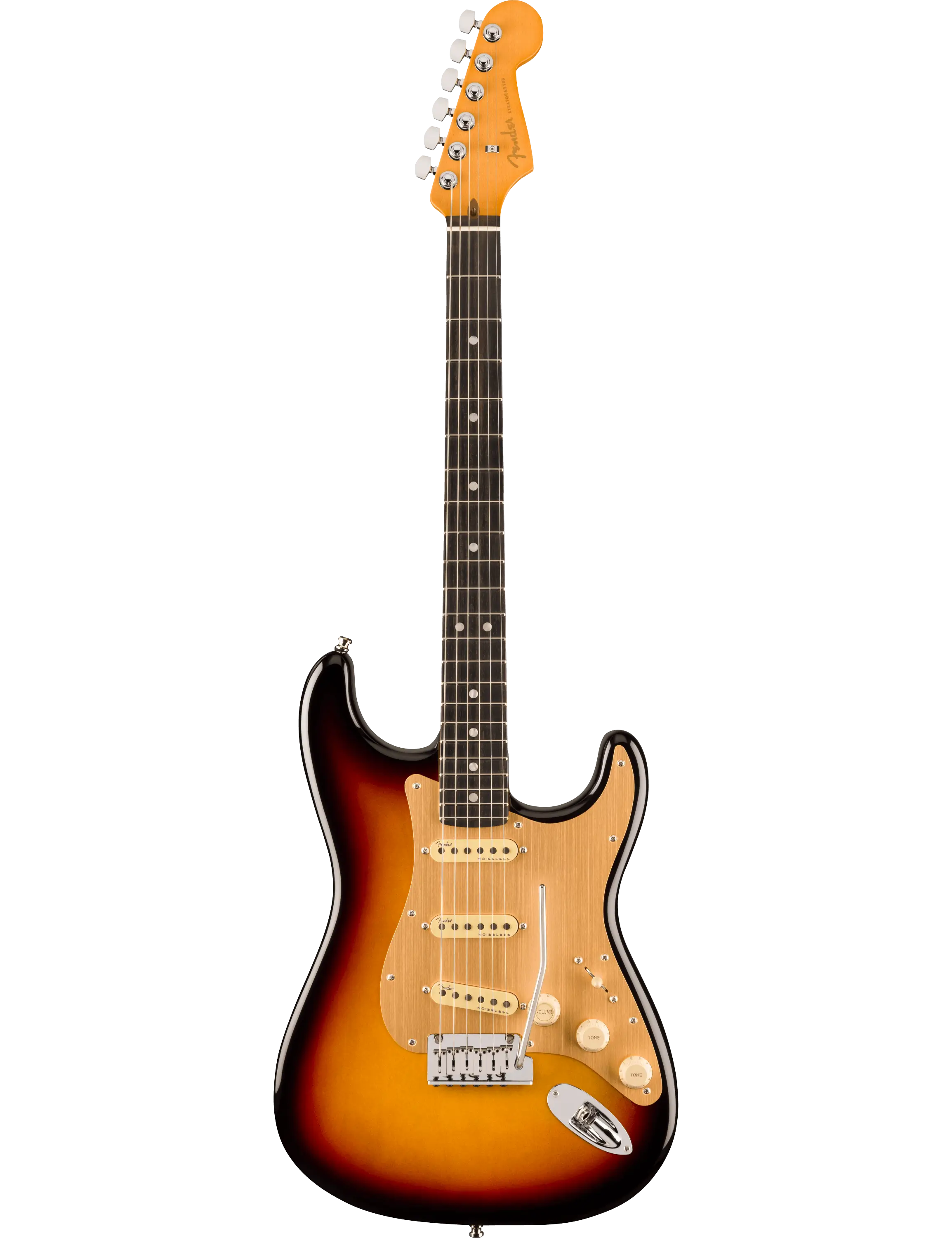 Fender American Ultra II Stratocaster in Ultraburst finish featuring contoured body and maple neck