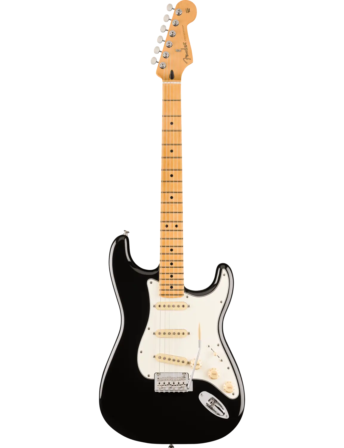 Fender Player II Stratocaster in Black finish with classic Strat layout and 2-point tremolo