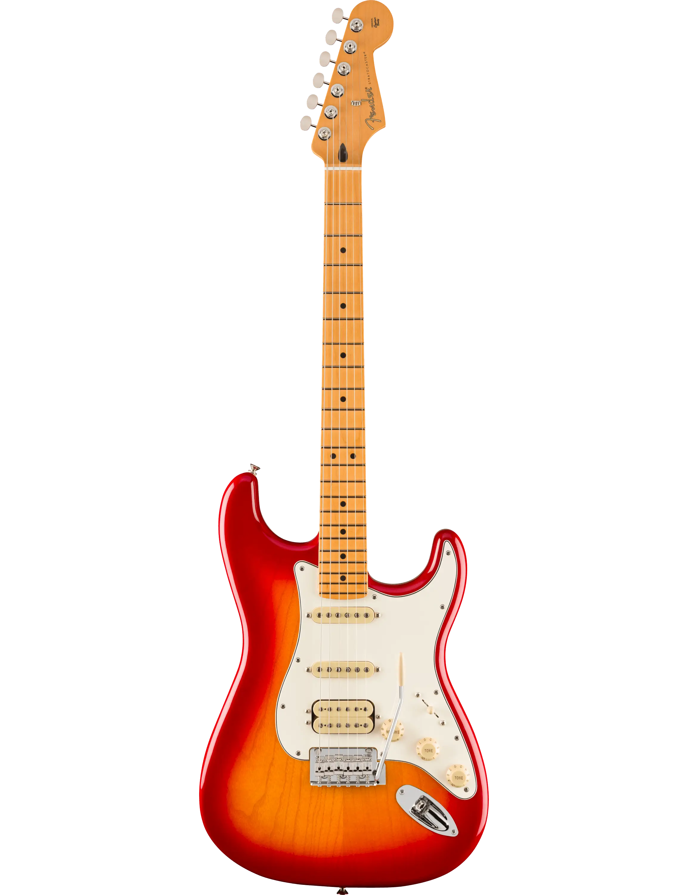 Fender Player II Stratocaster HSS in Aged Cherry Burst featuring synchronized tremolo and rolled edges