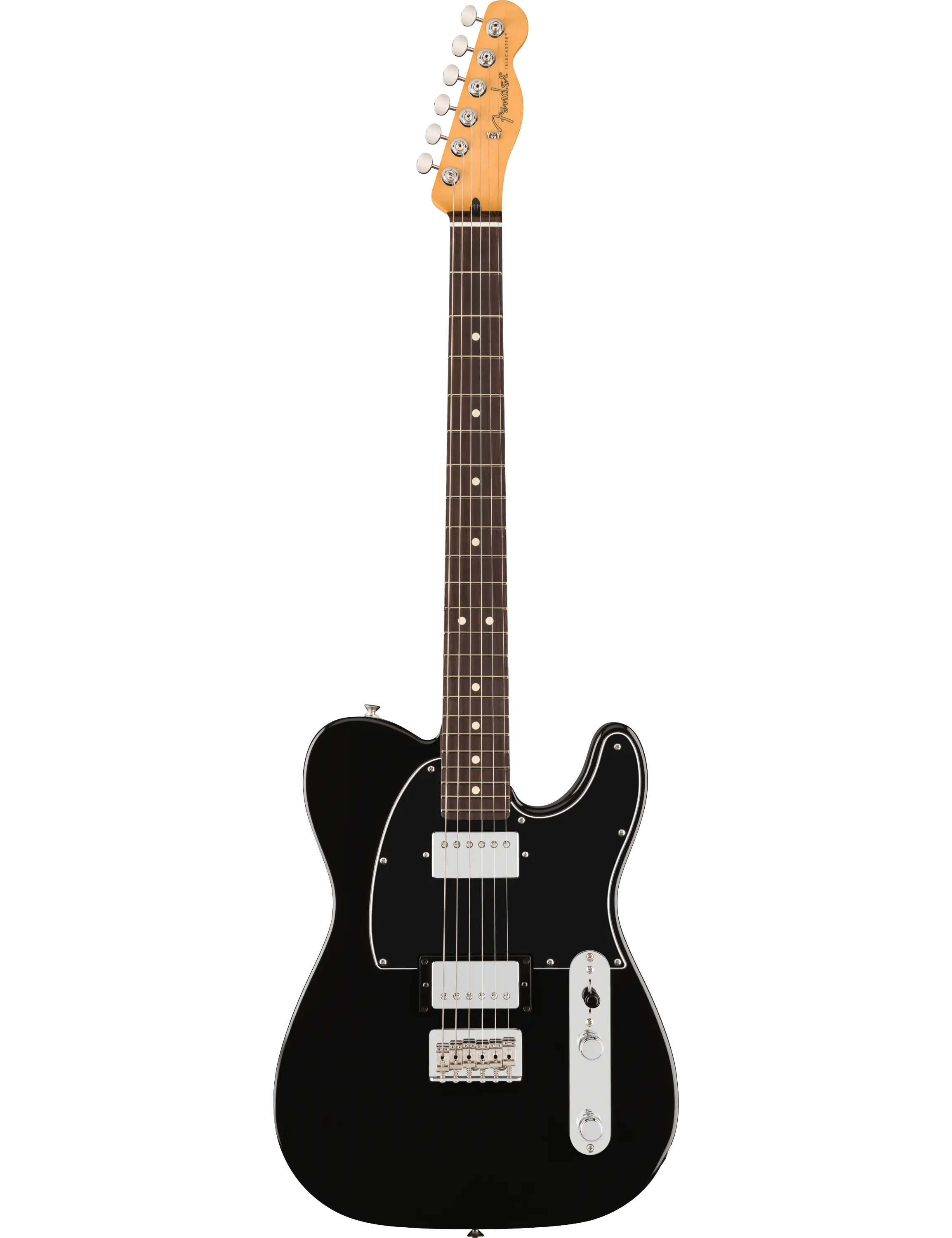 Fender Player II Telecaster HH in Black with dual Alnico humbuckers and 6-saddle hardtail bridge