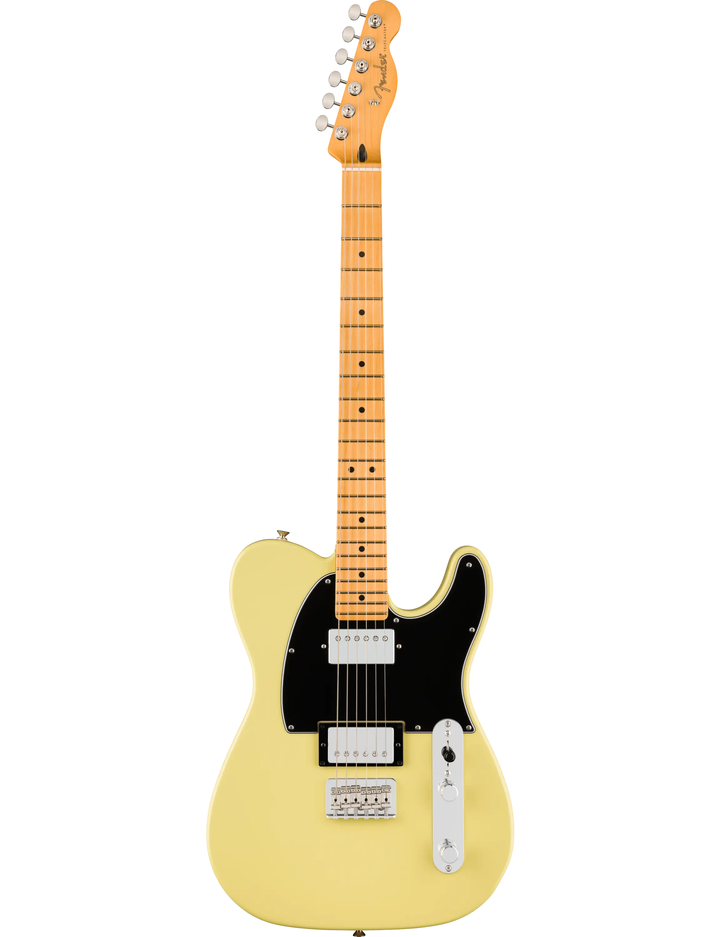 Fender Player II Telecaster HH in Hialeah Yellow featuring modern “C” maple neck and rolled fingerboard edges