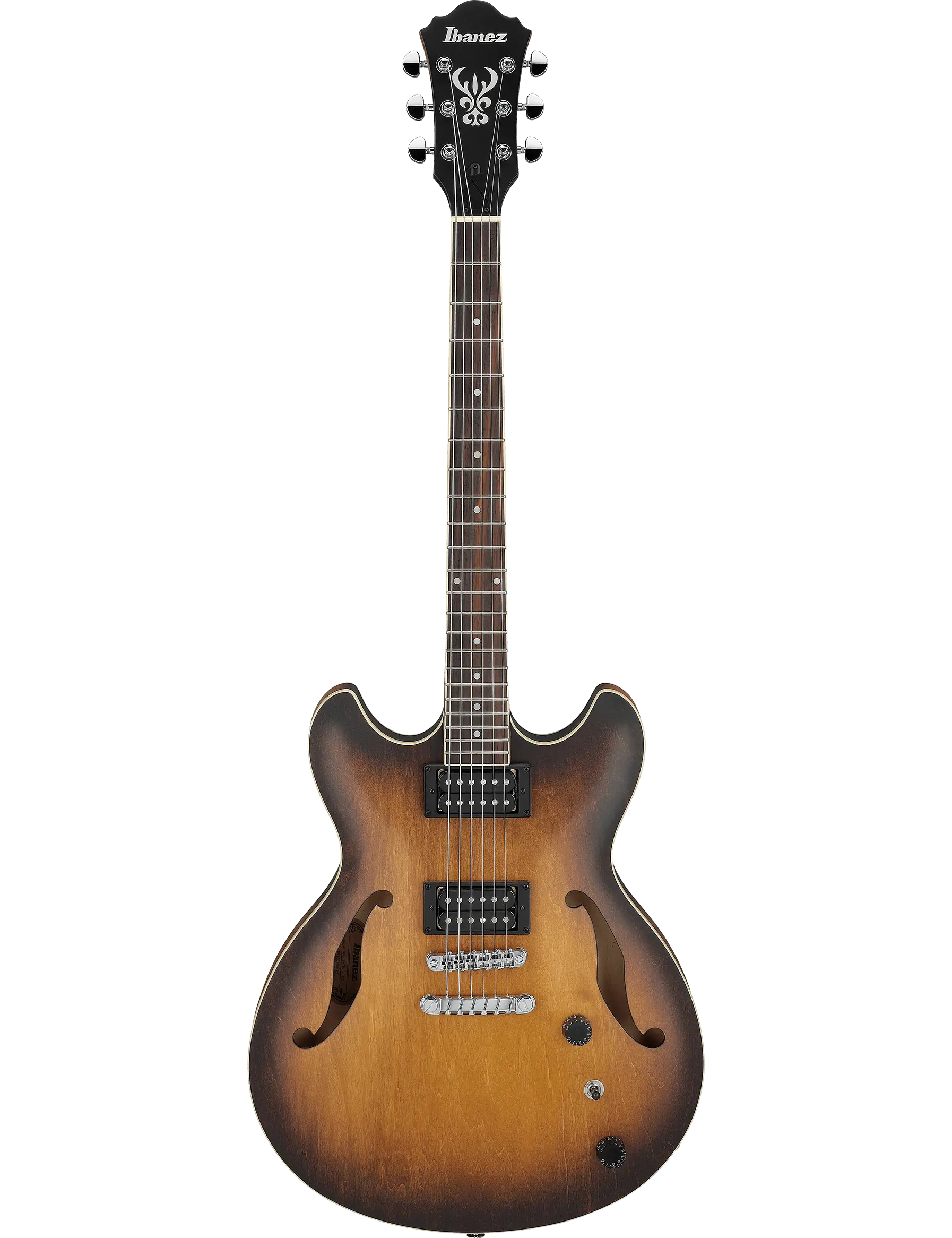 Ibanez AS53 semi-hollow electric guitar in Tobacco Flat finish.