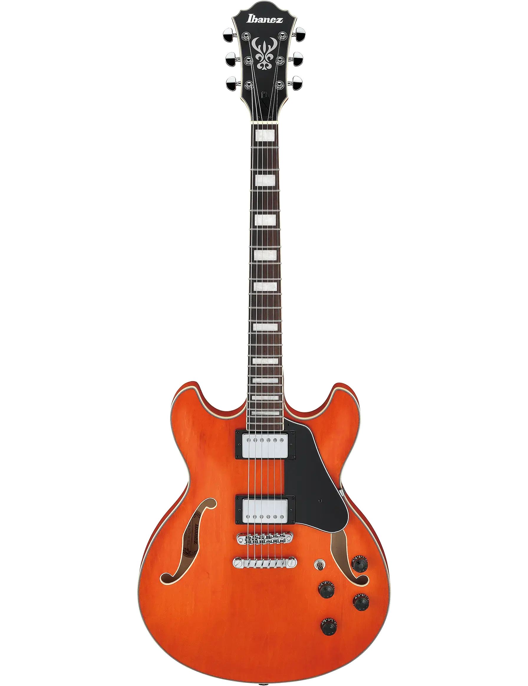 Ibanez AS73 semi-hollow electric guitar in Transparent Tangerine Flat finish.