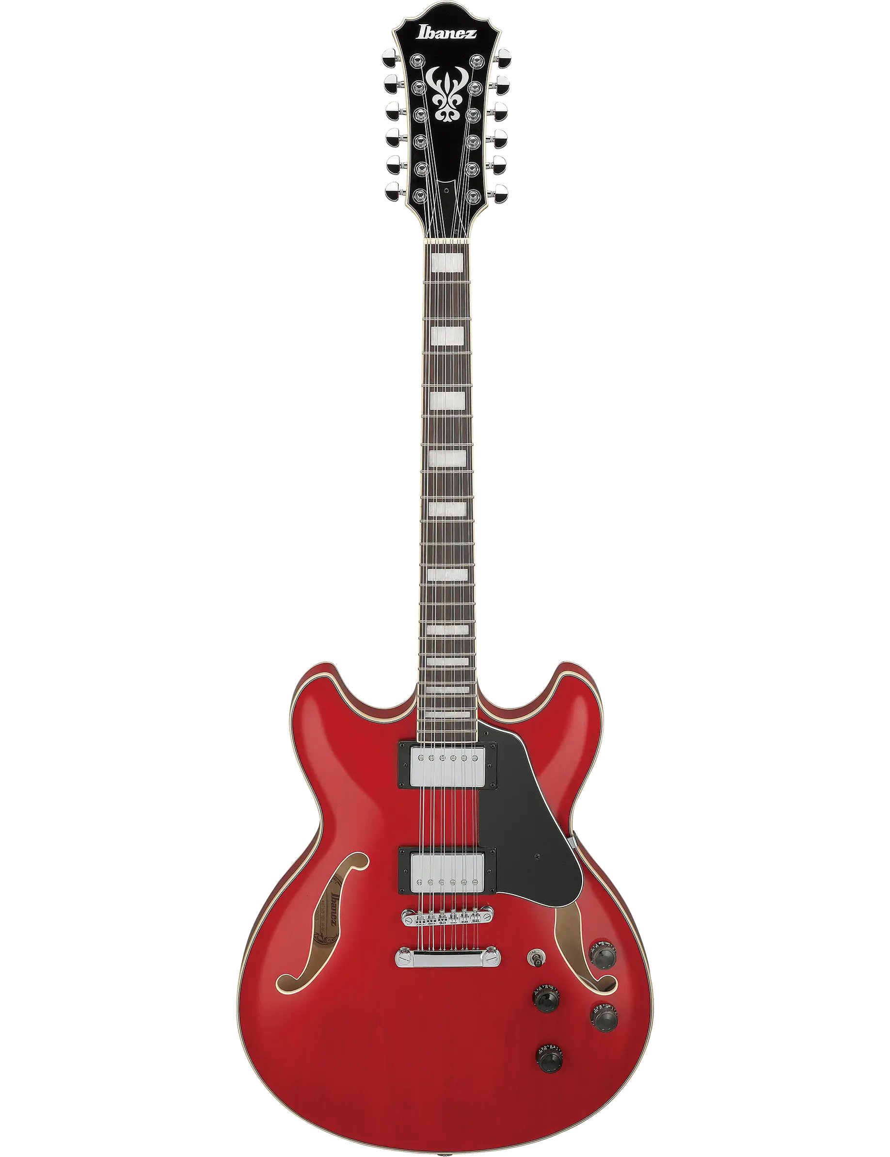 Ibanez AS7312 12-string semi-hollow electric guitar in Transparent Cherry Red finish.