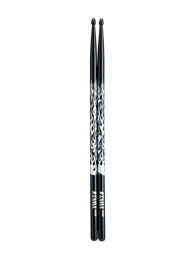 TAMA 5A-F-BS Oak Stick (Rhythmic Fire, Silver on Black)